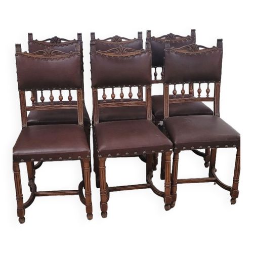 Lot De Chaises Henri Ii Marron