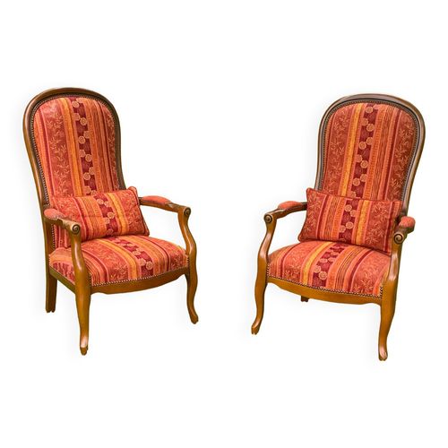 Paire De Fauteuils Voltaire Multicolore