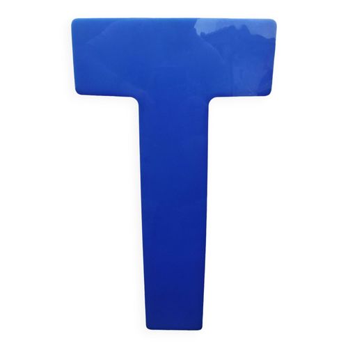 Lette T daposenseigne vintage en plexiglas bleu