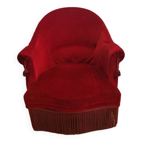 Fauteuil Crapaud En Velours Bordeaux