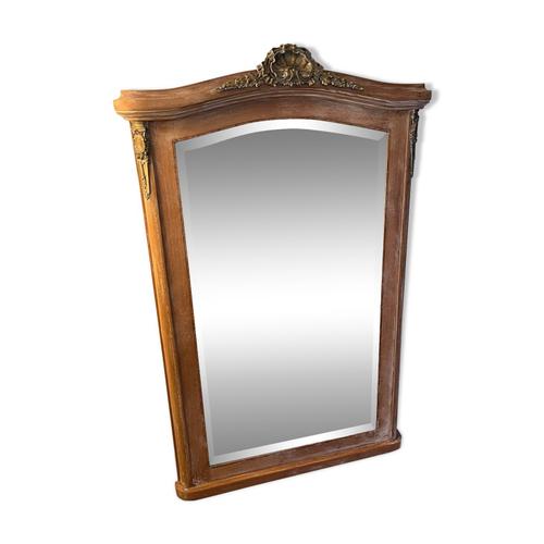 Grand miroir ancien bois patin et dorure glace biseaute bois