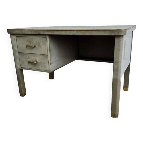 Bureaubureau Industriel Vintage Acior Avec Plateau Vert Menthe Argent