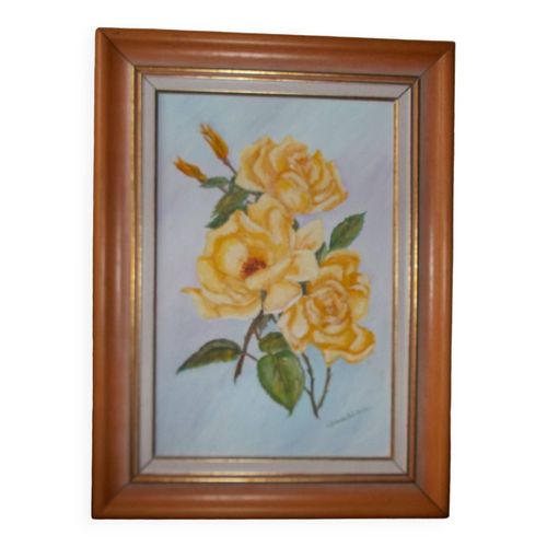 Huile Sur Toile Reprsentant Des Fleurs Jaunes Orange