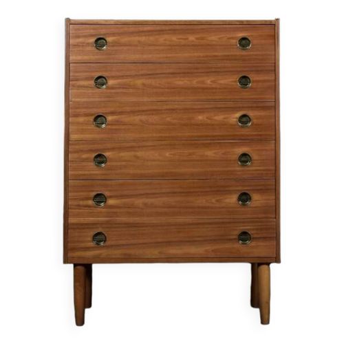 Commode Haute Danoise Moderne Du Milieu Du Sicle En Teck Avec Poignes En Laiton Annes 1960 Marron