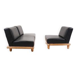 Ensemble Canap 2 Places Et Fauteuil De Style Brutaliste Noir