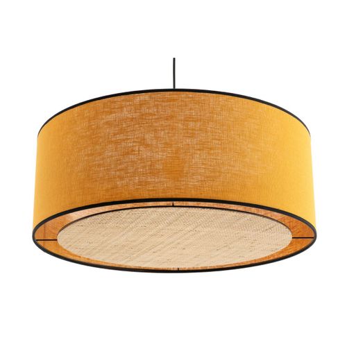 Suspension Bohème En Lin Jaune Moutarde Et Rabane D50 Cm Traves