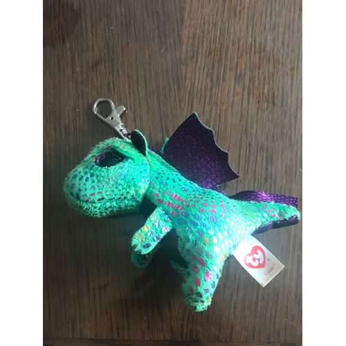 Petite Porte Clé Ty Beanies Dragon Vert Et Violet 10cm