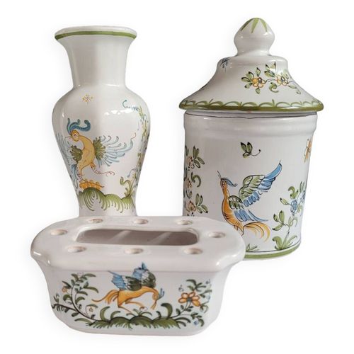 Pot vase pique fleurs Moustier multicolore