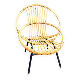 Fauteuil Coquille En Rotin Enfant Bois