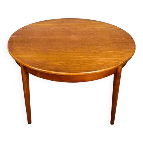 Table Manger Ronde Scandinave En Teck Avec Rallonge Bois