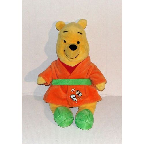 Doudou Winnie En Peignoir Orange Peluche Ours Disney Nicotoy