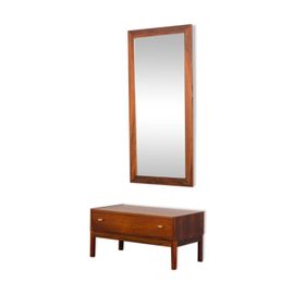 Console Scandinave Vintage En Palissandre Avec Miroir Danemark 1960 Marron