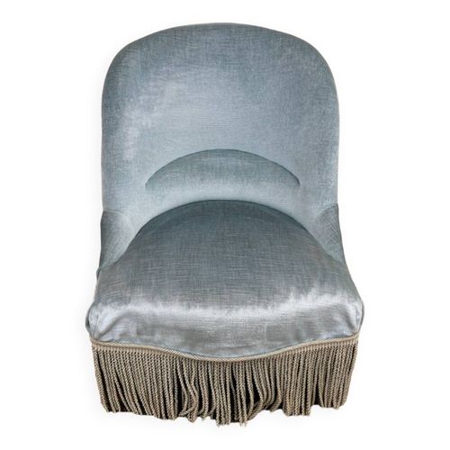 Fauteuil Crapaud En Velours Bleu Ciel Bleu