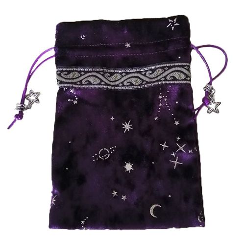 Sac De Rangement En Cristal D'énergie Constellation De Sorcière, Sac De Rangement De Cartes De Tarots De Jeu De Société, Sac De Bijoux En Peluche, Paquet De Cordon De Serrage