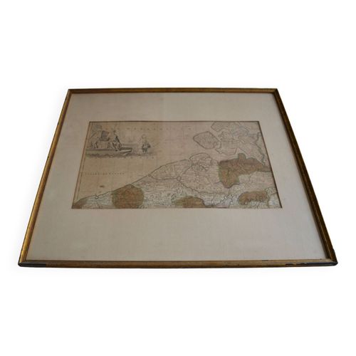 Carte du Comt de Flandre Belgique par Peter Schenck  1660 1718  blanc