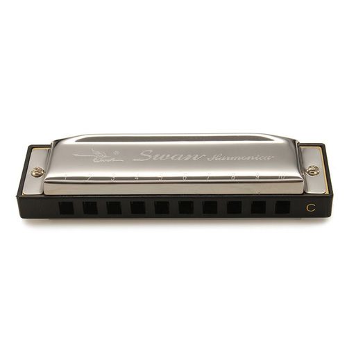 Harmonica Cygne Couleur Argent 10 Trous 20 Tons Clé De C Pour Le Bleu Jazz Rock Folk Instrument De Musique Accordéon Harpes Diatoniques