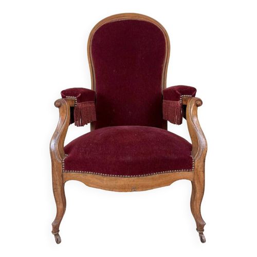 Fauteuil Voltaire A Crmaillre Poque Xixeme En Noyer Bordeaux