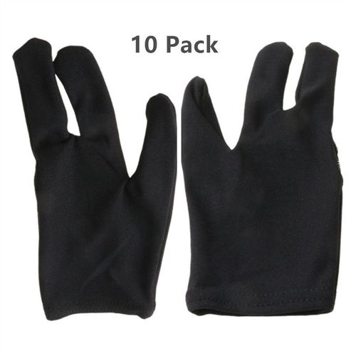 Gants De Billard 3 Doigts, 10 Pièces, Noir, Accessoires De Billard