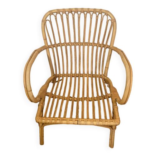 Fauteuil Rotin Vintage Bois