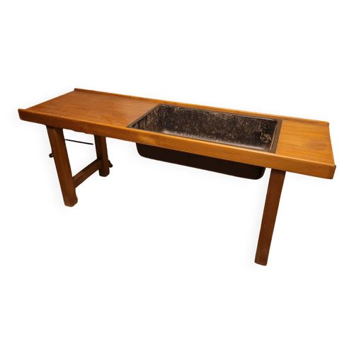 Console Jardinire Scandinave Vintage En Teck Marron