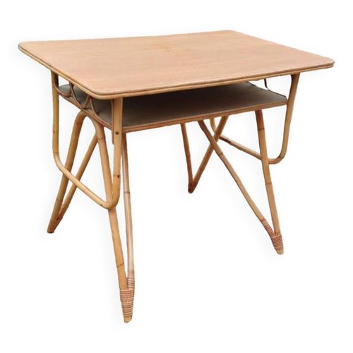 Bureau En Rotin Ancien Vintage Multicolore