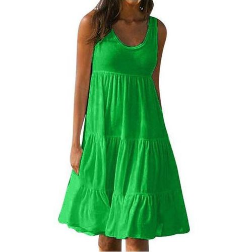 Robe Blanche Décontractée Sans Manches, Couleur Unie, Ample, Plage, Sexy, Ligne A, Robe De Soirée, Été, 2021