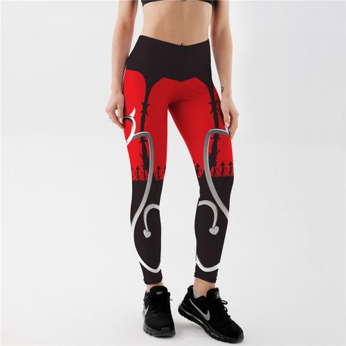 Collant De Sport Sexy À Imprimé C¿Ur Pour Femme, Pantalon De Fitness Jambier, Tendance, Disponible En Rouge Et Noir, Nouvelle Collection