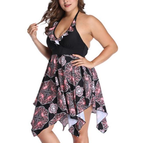 Maillot De Bain Grande Taille Pour Femmes, Ajustable, Col En V, Rembourré, Robe D'été, À Volants Et Ourlet Irrégulier, N66, 2021