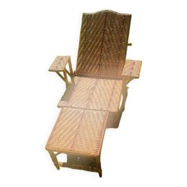 Chaise Longue En Rotin Pour Enfant Beige