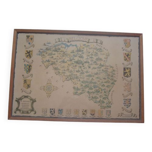 Carte la Belgique editions Visscher Bruxelles multicolore