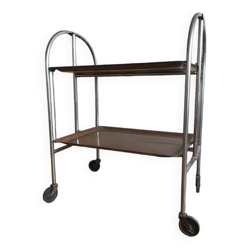Table Servante Roulettes Pliable En Formica Marron