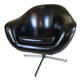 Fauteuil Coquille Vintage En Simili Cuir Ska Noir Noir