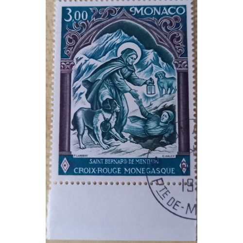 Timbre Monégasque Oblitéré Neuf Consacré À Saint Bernard De Menthon, 1974.