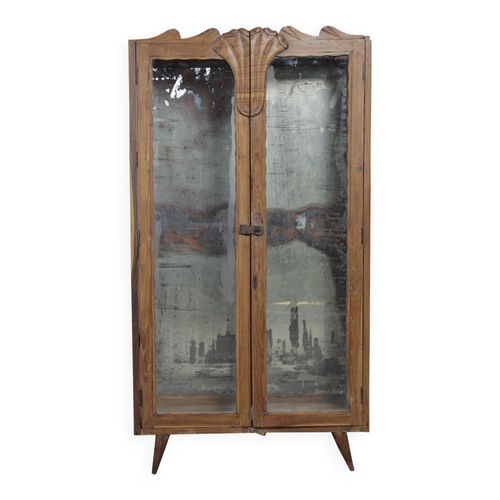 Armoire Art Deco En Teck Annees 30 146x80x36cm Marron