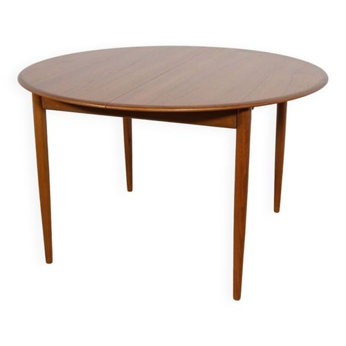 Table  Manger Ronde Danoise Vintage En Teck 1970s Marron