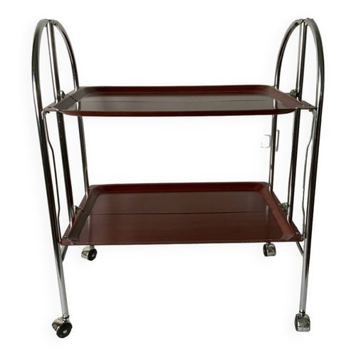 Table Roulante Ou Desserte Pliante Vintage Marron
