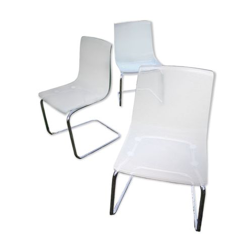 Lot De 3 Chaises Tobias De Carl Jerstam Pour Ikea Annes 90 Transparent
