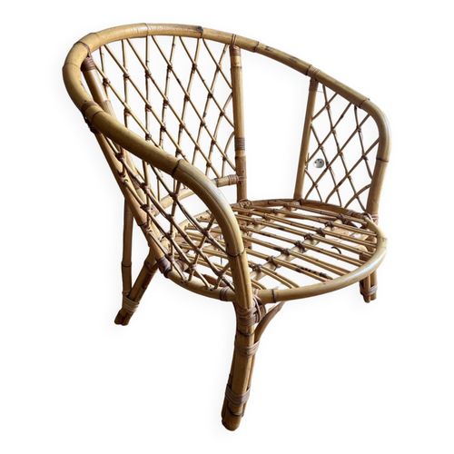 Fauteuil Rotin Vintage Bois