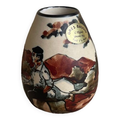Poterie vase Ciboure sign ALaborde multicolore