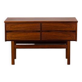 Petite Console Scandinave En Palissandre Avec 4 Tiroirs Danemark 1960 Marron