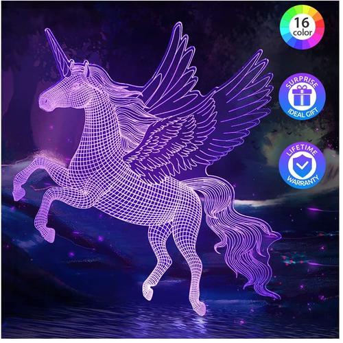 Lampe Licorne Jouet Fille - Idee Cadeau Noel Fille 3 4 5 6 7 8 Ans, Veilleuse 3d Licorne Lumineuse Pour Decoration Chambre Fille, 16 Couleurs Changeantes Jeu Licorne Enfants Cadeaux Anniversaire