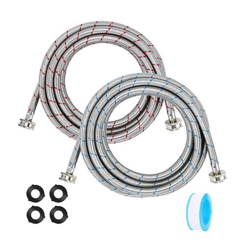 Tuyaux de machine à laver,Tuyaux de rondelle tressés en acier inoxydable,Conduites d'eau chaude et froide 3/4 pouce Standa