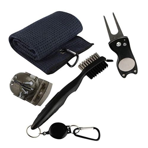 Golf Accessories Clean Set - , Golf Club Brush Golf Ball Marker And Golf Tee Holder - Golf Club Cle