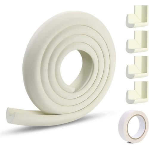 Protection Des Bords Et Coins,2m Protection Mousse Sécurité Avec 4 Angles, Kit De Sécurité Pour Bien Protéger Les Enfants(Blanc)