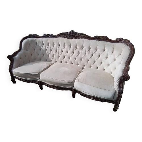 Banquette 3 Places Style Baroque Rococo Beige