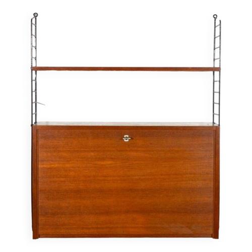 Wall Unit Secrtaire Tagere String Scandinave Teck 1960s Bois