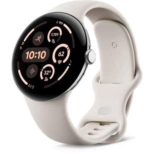 Google Pixel Watch 3 - Boîtier 45 Mm - Argent Poli - Bracelet Porcelaine - 4g