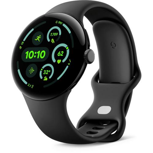 Google Pixel Watch 3 - Boîtier 45 Mm - Noir Mat - Bracelet Noir Volcanique - 4g