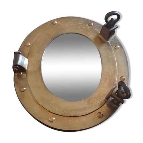 Miroir hublot en laiton marron