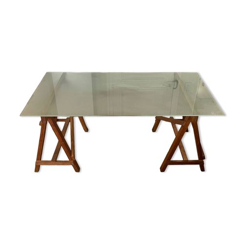 Bureau Atelier Verre Et Bois Transparent